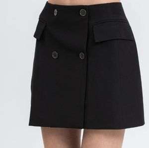 Indefeir Black Wrap Button Mini Skirt